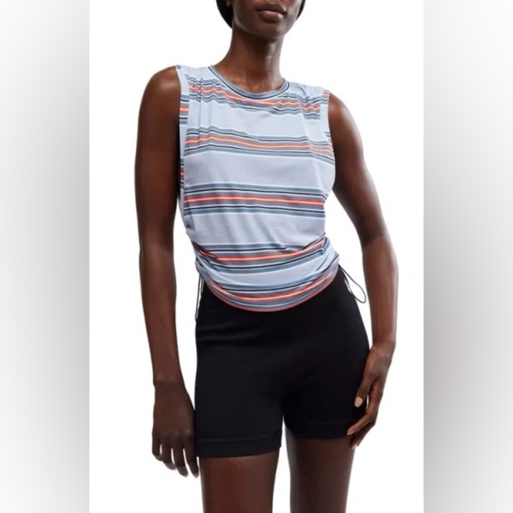 NWT FP Movement Tempo Sport Mode Grey Striped Muscle Tee